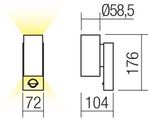 Redo 9455-Επιτοίχιο φωτιστικό εξωτερικού χώρου LED με αισθητήρα VINCE 2xLED/3W/230V IP54 καφέ