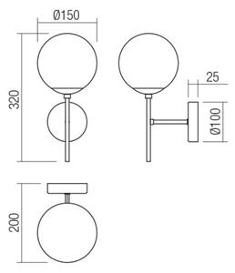 Redo 01-2942 - Λάμπα τοίχου MUNDI 1xE14/28W/230V χαλκός