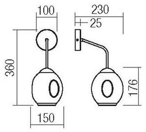 Redo 01-2617 - Λάμπα τοίχου PIERCE 1xE27/42W/230V χρυσό