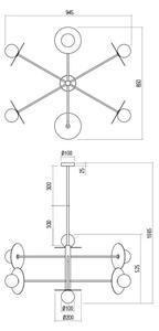 Redo 01-2734 - Κρεμαστό φωτιστικό PLATO 6xG9/10W/230V μαύρο