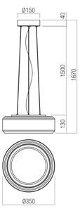 Redo 01-3591 - Κρεμαστό φωτιστικό οροφής LED SOLERA LED/24W/230V CRI 93 3000/4000K pr.35 cm