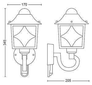 Philips 1747842PN - Φωτιστικό τοίχου εξωτερικού χώρου με αισθητήρα 1xE27/60W/230V IP44