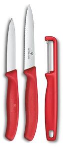 Σετ Μαχαίρια Γενικής Χρήσης & Αποφλοιωτής Victorinox Swiss Classic με μήκος λεπίδας 8cm και 10cm - Red - 3 τεμάχια