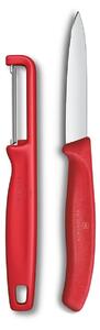 Σετ Μαχαίρια Γενικής Χρήσης & Αποφλοιωτής Victorinox Swiss Classic με μήκος λεπίδας 8cm - Red - 2 τεμάχια
