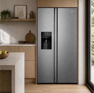 Ψυγείο Side by Side Haier SBS 90 Series 3 HSR3918EIMP Total No Frost, με Βρυσάκι Νερού, Συνολική Χωρητικότητα 515L, Ενεργειακή Κλάση E και Ύψος 177.5c