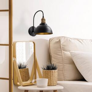 Opviq Φωτιστικό τοίχου Saglam, μαύρο/χρυσό, ύψος 36 cm, μέταλλο, ρυθμιζόμενος, Μαύρο, Σαλόνι / τραπεζαρία, Μέταλλο