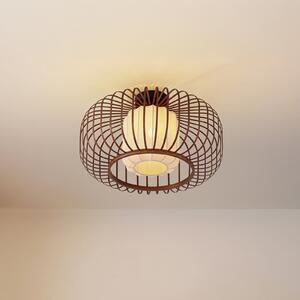 Lindby Φωτιστικό οροφής Davella, Ø 50 cm, μπαμπού, ύφασμα, ρυθμιζόμενος, Ξύλου, Σαλόνι / τραπεζαρία, Μπαμπού, Σκανδιναβικό