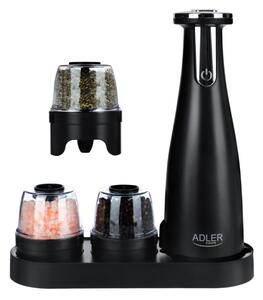 Ηλεκτρικός Μύλος Μπαχαρικών Adler AD 4449B, 3 τμχ, 150 ml, USB, Μπαταρία Li-Ion 1500mAh, Κεραμικές λεπίδες, Μαύρο