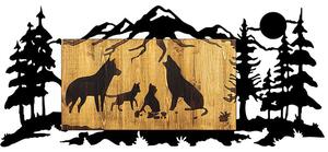 Διακοσμητικό Τοίχου Wolf Family 899SKL2197 108x3x47cm Walnut-Black Wallity