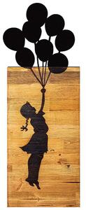 Διακοσμητικό Τοίχου Child And Balloons 899SKL2156 30x86x3cm Walnut-Black Wallity