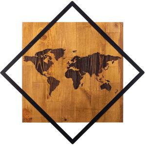 Διακοσμητικό Τοίχου World 899SKL2120 54x54cm Walnut-Black Wallity