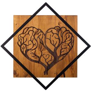 Διακοσμητικό Τοίχου Tree Heart 899SKL2123 54x54cm Walnut-Black Wallity