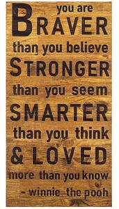 Διακοσμητικό Τοίχου Braver Stronger Smarter Loved 576SKL1131 30x3x58cm Walnut-Black Wallity