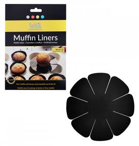 NoStik 1DDD690 Αντικολλητικό Muffin Liner, 12 τμχ, Επαναχρησιμοποιήσιμο, Αντικολλητικό, Μαύρο