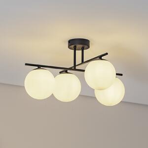 Domiluce Aurora φωτιστικό οροφής, μαύρο, Ø 50 cm, 4-φωτο, γυαλί, E14, ρυθμιζόμενος, Μαύρο, Σαλόνι / τραπεζαρία, Γυαλί
