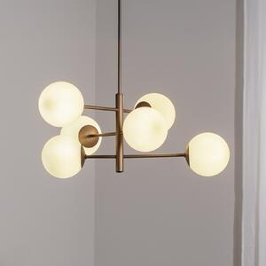 Domiluce Aurora κρεμαστό φωτιστικό, καφέ, Ø 60 cm, 6-φωτο, γυαλί, E14, ρυθμιζόμενος, Καφέ / Σκουριάς, Σαλόνι / τραπεζαρία, Γυαλί