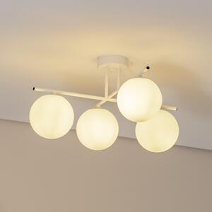 Domiluce Aurora φωτιστικό οροφής, λευκό, Ø 50 cm, 4-φωτο, γυαλί, E14, ρυθμιζόμενος, Λευκό, Σαλόνι / τραπεζαρία, Γυαλί