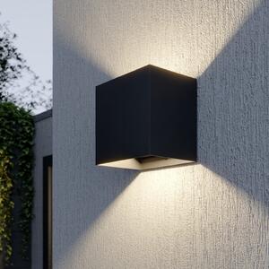 Lucande Φωτιστικό τοίχου LED εξωτερικού χώρου Evie, 14 cm, ανθρακί, πάνω/κάτω, Γκρι, Αλουμίνιο, σύγχρονο