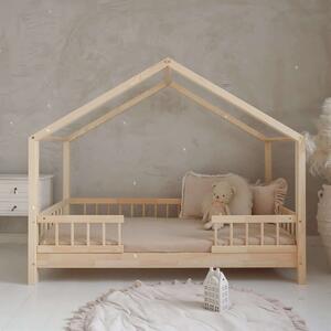 Κρεβάτι Παιδικό Montessori HouseBed Bello Duo με Αφαιρούμενα Κάγκελα 23cm σε Φυσικό Ξύλο 100×200cm