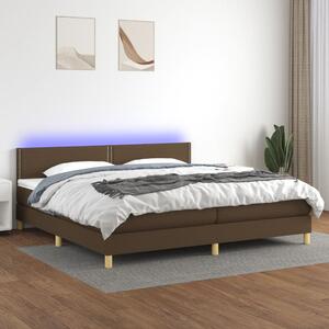 VidaXL Κρεβάτι Boxspring με Στρώμα & LED Σκ.Καφέ 200x200 εκ Υφασμάτινο