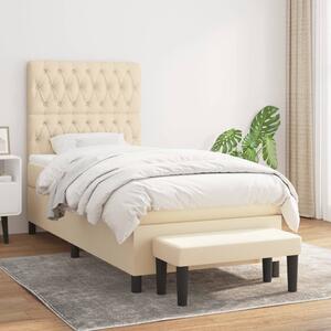 VidaXL Κρεβάτι Boxspring με Στρώμα Κρεμ 100 x 200 εκ. Υφασμάτινο