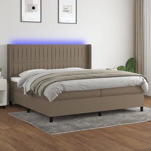 VidaXL Κρεβάτι Boxspring με Στρώμα & LED Taupe 200x200 εκ. Υφασμάτινο