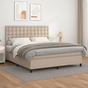 VidaXL Κρεβάτι Boxspring με Στρώμα Καπουτσίνο 160x200εκ.από Συνθ.Δέρμα