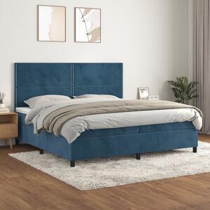 VidaXL Κρεβάτι Boxspring με Στρώμα Σκούρο Μπλε 200x200 εκ. Βελούδινο