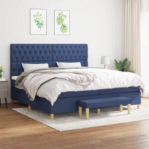 VidaXL Κρεβάτι Boxspring με Στρώμα Μπλε 200x200 εκ. Υφασμάτινο