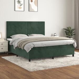 VidaXL Κρεβάτι Boxspring με Στρώμα Σκούρο Πράσινο 160x200εκ. Βελούδινο