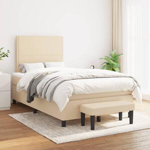 VidaXL Κρεβάτι Boxspring με Στρώμα Κρεμ 120x200 εκ. Υφασμάτινο