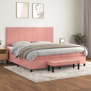 VidaXL Κρεβάτι Boxspring με Στρώμα Ροζ 200x200 εκ. Βελούδινο