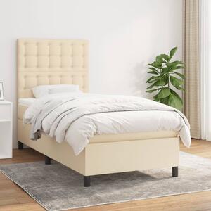 VidaXL Κρεβάτι Boxspring με Στρώμα Κρεμ 100 x 200 εκ. Υφασμάτινο