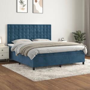 VidaXL Κρεβάτι Boxspring με Στρώμα Σκούρο Μπλε 180x200 εκ. Βελούδινο