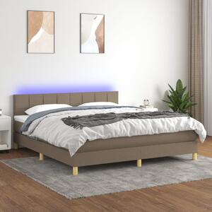 VidaXL Κρεβάτι Boxspring με Στρώμα & LED Taupe 160x200 εκ. Υφασμάτινο