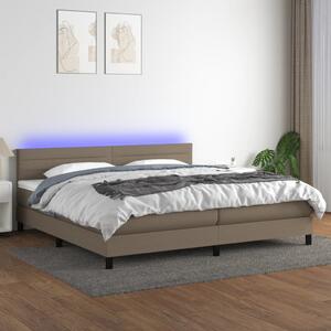 VidaXL Κρεβάτι Boxspring με Στρώμα & LED Taupe 200x200 εκ. Υφασμάτινο