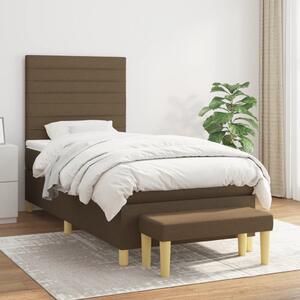 VidaXL Κρεβάτι Boxspring με Στρώμα Σκούρο Καφέ 80x200 εκ. Υφασμάτινο