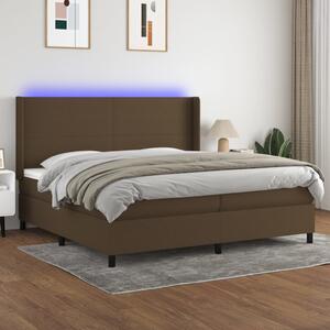 VidaXL Κρεβάτι Boxspring με Στρώμα & LED Σκ.Καφέ 200x200εκ. Υφασμάτινο