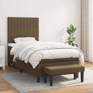 VidaXL Κρεβάτι Boxspring με Στρώμα Σκούρο Καφέ 90x200 εκ. Υφασμάτινο