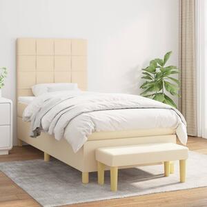 VidaXL Κρεβάτι Boxspring με Στρώμα Κρεμ 90x200 εκ.Υφασμάτινο