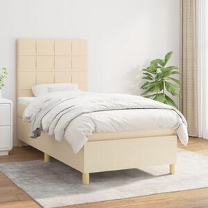 VidaXL Κρεβάτι Boxspring με Στρώμα Κρεμ 90x200 εκ.Υφασμάτινο