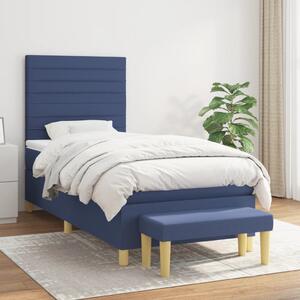 VidaXL Κρεβάτι Boxspring με Στρώμα Μπλε 90x200 εκ.Υφασμάτινο