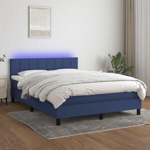 VidaXL Κρεβάτι Boxspring με Στρώμα & LED Μπλε 140x190 εκ. Υφασμάτινο