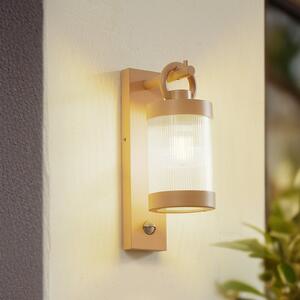 Lindby Εξωτερικό φωτιστικό τοίχου Yrene, 20 cm, μπεζ, αισθητήρας, κυματισμός, ρυθμιζόμενος, Μπεζ, Αλουμίνιο, σύγχρονο