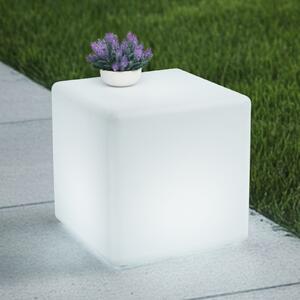 Lindby Ακουστικό φως LED εξωτερικού χώρου Cubara, RGB, κύβος, πλαστικό, ρυθμιζόμενος, Λευκό, Πλαστικό, σύγχρονο