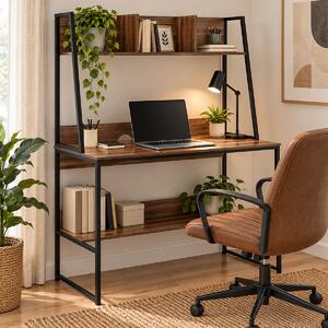 Γραφείο Με 4 Ράφια (100x48x139) Spitishop Neuz Walnut/Black