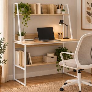 Γραφείο Με 4 Ράφια (100x48x139) Spitishop Muse Natural/White