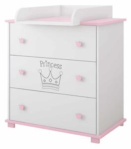 Συρταριέρα με Αλλαξιέρα Crowns White & Pink 83x48x87cm BC20016 BabyCute