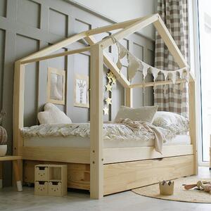 Κρεβάτι Παιδικό Montessori House Bed Plus με Συρτάρι σε Φυσικό Ξύλο 100×200cm Luletto (Δώρο 10%