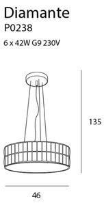 MAXLIGHT P0238 - Κρεμαστό φωτιστικό οροφής DIAMANTE 6xG9/42W/230V διάμετρος 46 cm χρώμιο